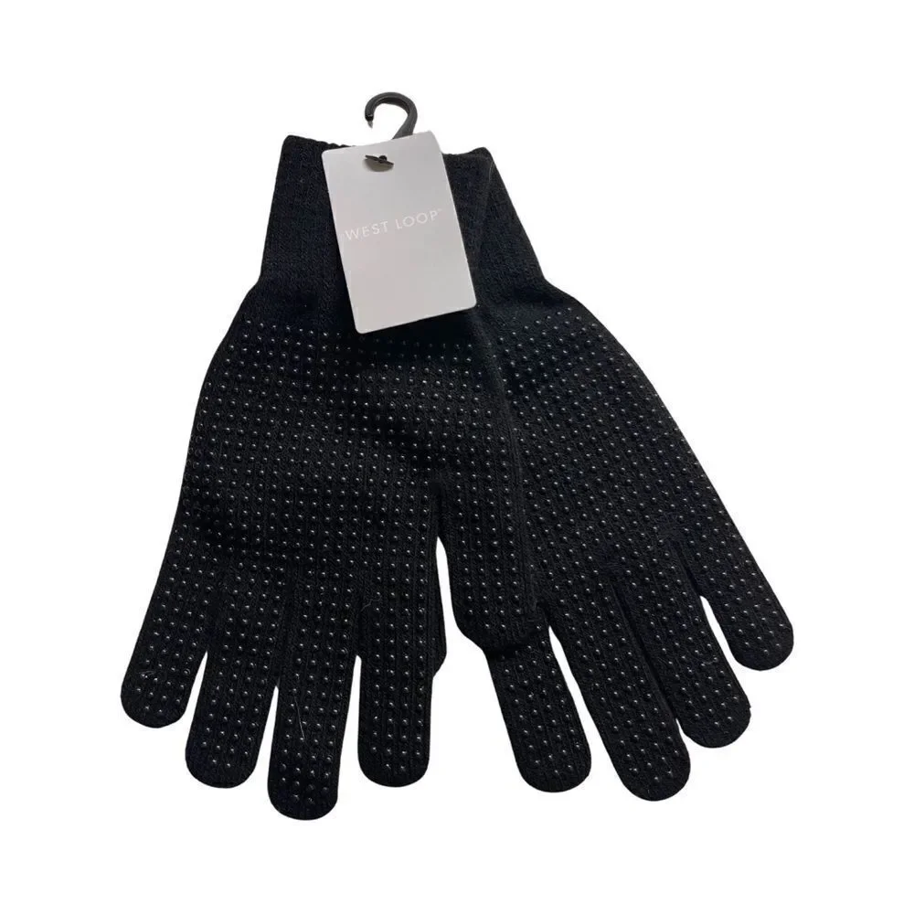 West Loop Women’s Black Gripper Knit Gloves OSFM - NWT